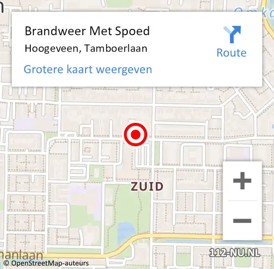 Locatie op kaart van de 112 melding: Brandweer Met Spoed Naar Hoogeveen, Tamboerlaan op 27 april 2022 20:08