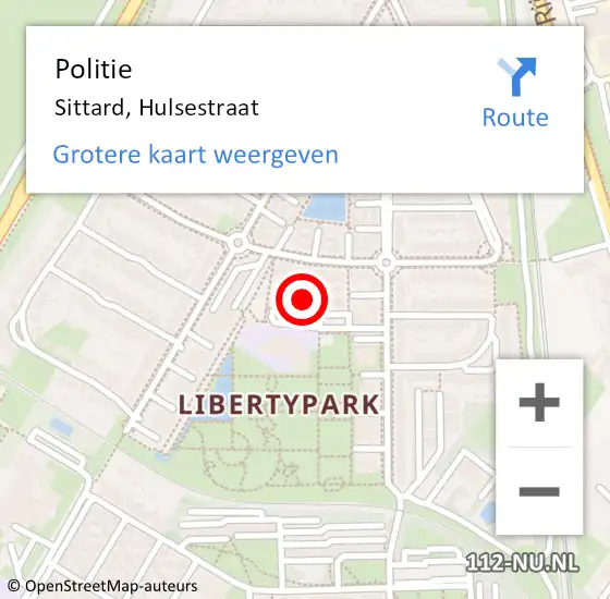 Locatie op kaart van de 112 melding: Politie Sittard, Hulsestraat op 27 april 2022 20:56