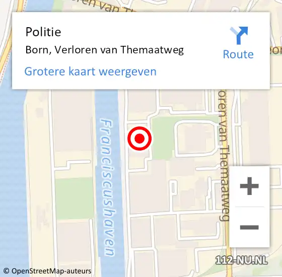 Locatie op kaart van de 112 melding: Politie Born, Verloren van Themaatweg op 28 april 2022 07:14