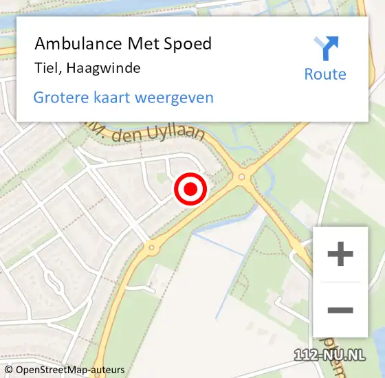 Locatie op kaart van de 112 melding: Ambulance Met Spoed Naar Tiel, Haagwinde op 28 april 2022 07:19