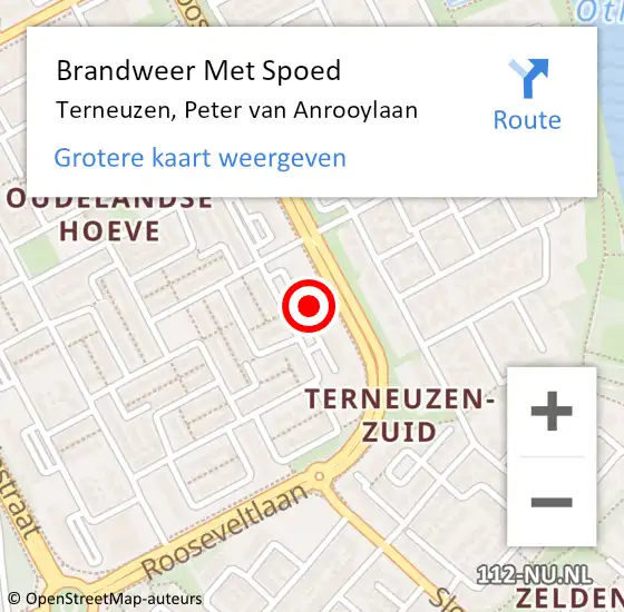 Locatie op kaart van de 112 melding: Brandweer Met Spoed Naar Terneuzen, Peter van Anrooylaan op 28 april 2022 07:22