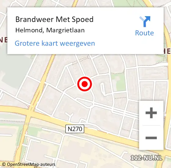 Locatie op kaart van de 112 melding: Brandweer Met Spoed Naar Helmond, Margrietlaan op 28 april 2022 08:55