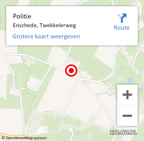 Locatie op kaart van de 112 melding: Politie Enschede, Twekkelerweg op 28 april 2022 12:01