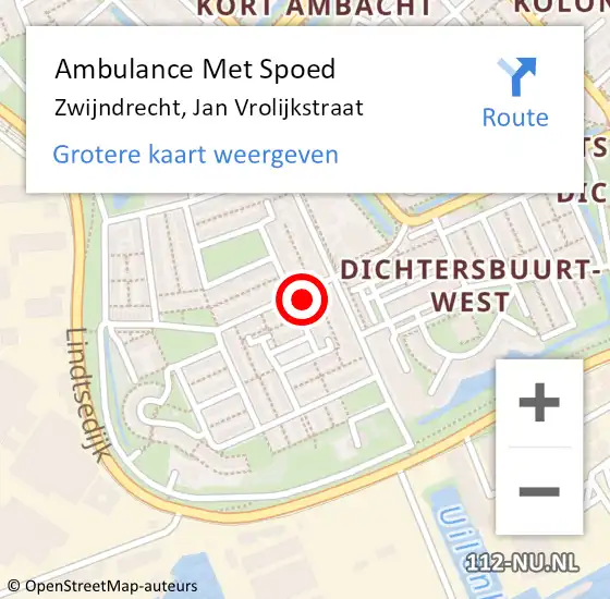 Locatie op kaart van de 112 melding: Ambulance Met Spoed Naar Zwijndrecht, Jan Vrolijkstraat op 28 april 2022 13:01