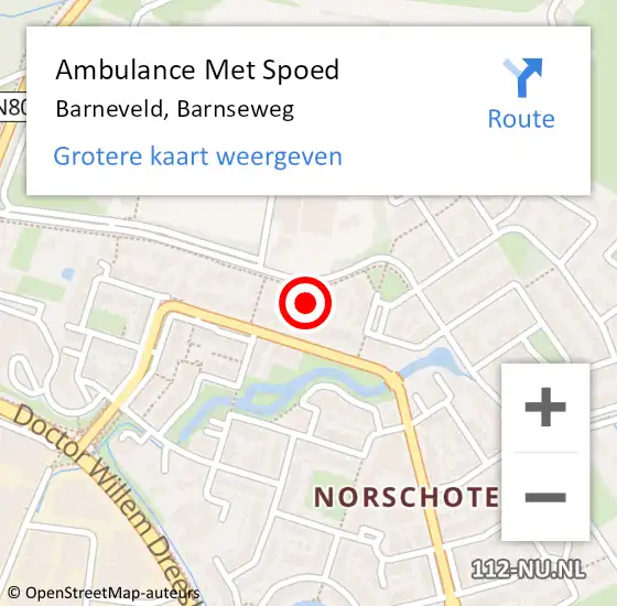 Locatie op kaart van de 112 melding: Ambulance Met Spoed Naar Barneveld, Barnseweg op 28 april 2022 15:22