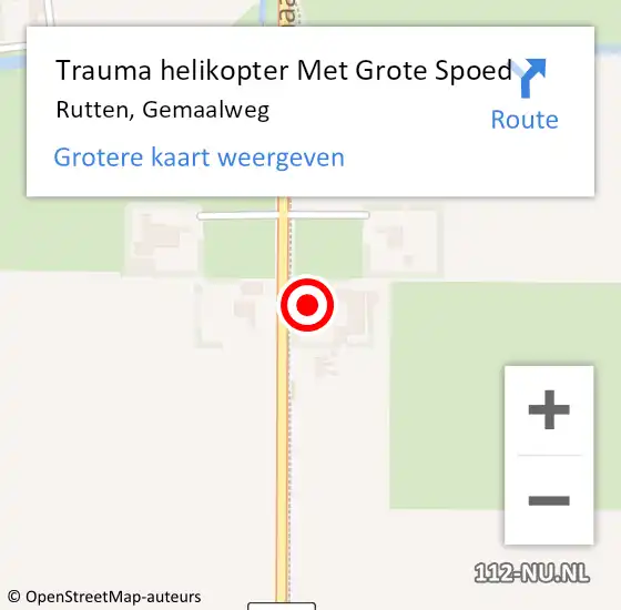 Locatie op kaart van de 112 melding: Trauma helikopter Met Grote Spoed Naar Rutten, Gemaalweg op 28 april 2022 16:23