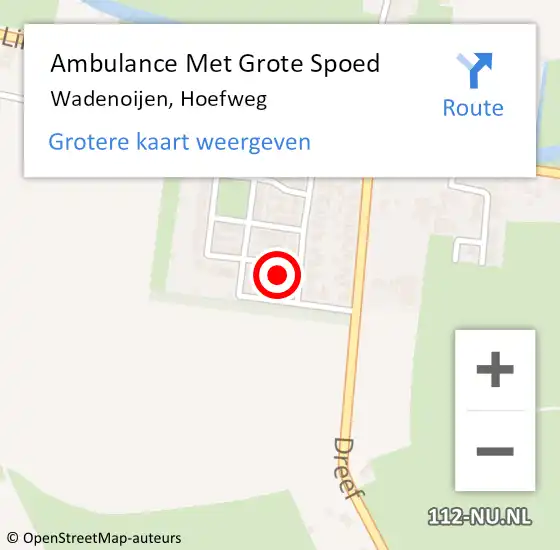 Locatie op kaart van de 112 melding: Ambulance Met Grote Spoed Naar Wadenoijen, Hoefweg op 28 april 2022 18:39