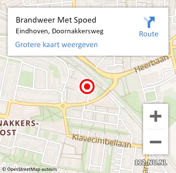 Locatie op kaart van de 112 melding: Brandweer Met Spoed Naar Eindhoven, Doornakkersweg op 28 april 2022 20:01