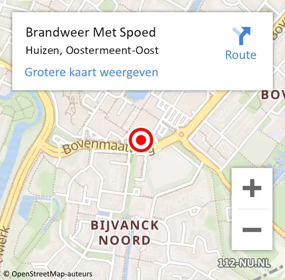 Locatie op kaart van de 112 melding: Brandweer Met Spoed Naar Huizen, Oostermeent-Oost op 28 april 2022 20:20