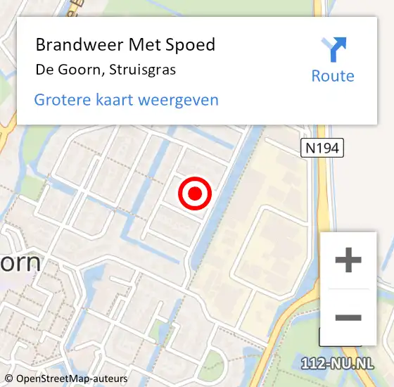 Locatie op kaart van de 112 melding: Brandweer Met Spoed Naar De Goorn, Struisgras op 28 april 2022 22:10