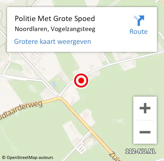 Locatie op kaart van de 112 melding: Politie Met Grote Spoed Naar Noordlaren, Vogelzangsteeg op 29 april 2022 07:43
