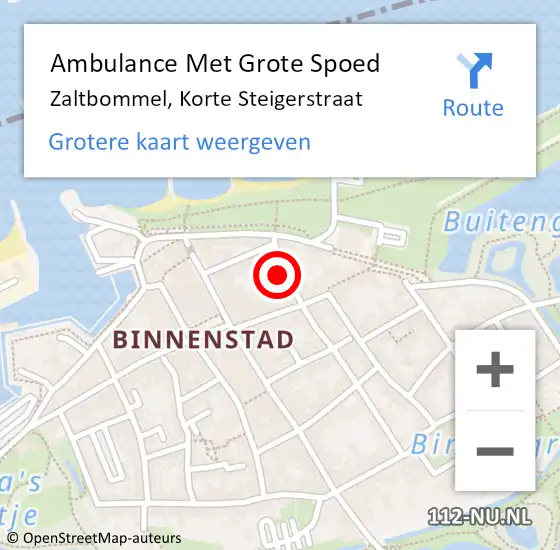 Locatie op kaart van de 112 melding: Ambulance Met Grote Spoed Naar Zaltbommel, Korte Steigerstraat op 29 april 2022 08:28
