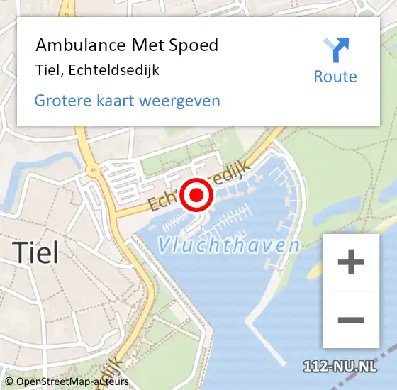 Locatie op kaart van de 112 melding: Ambulance Met Spoed Naar Tiel, Echteldsedijk op 29 april 2022 08:31