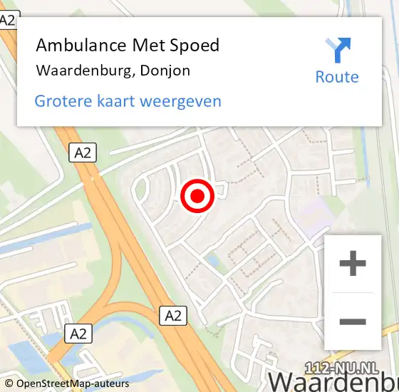 Locatie op kaart van de 112 melding: Ambulance Met Spoed Naar Waardenburg, Donjon op 29 april 2022 09:14