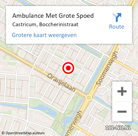 Locatie op kaart van de 112 melding: Ambulance Met Grote Spoed Naar Castricum, Boccherinistraat op 29 april 2022 10:22
