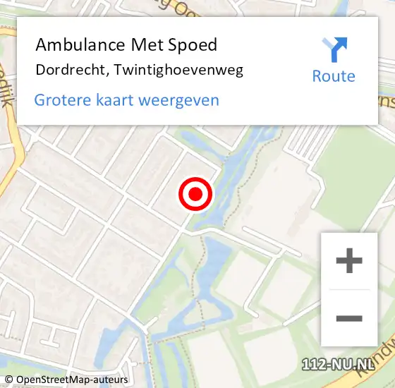 Locatie op kaart van de 112 melding: Ambulance Met Spoed Naar Dordrecht, Twintighoevenweg op 29 april 2022 10:28