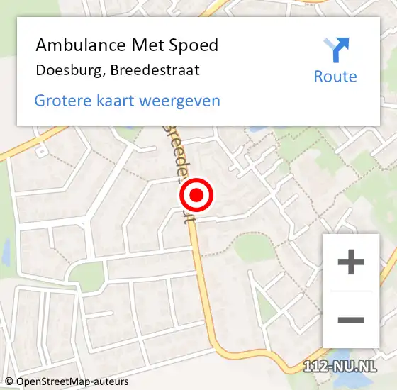 Locatie op kaart van de 112 melding: Ambulance Met Spoed Naar Doesburg, Breedestraat op 29 april 2022 11:01