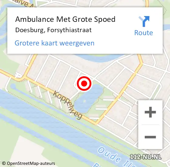 Locatie op kaart van de 112 melding: Ambulance Met Grote Spoed Naar Doesburg, Forsythiastraat op 29 april 2022 11:34