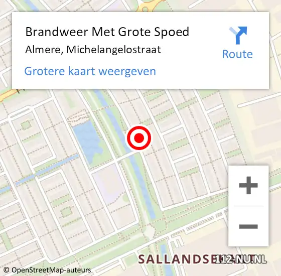 Locatie op kaart van de 112 melding: Brandweer Met Grote Spoed Naar Almere, Michelangelostraat op 29 april 2022 11:41