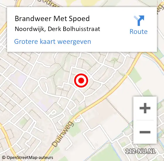 Locatie op kaart van de 112 melding: Brandweer Met Spoed Naar Noordwijk, Derk Bolhuisstraat op 29 april 2022 12:12
