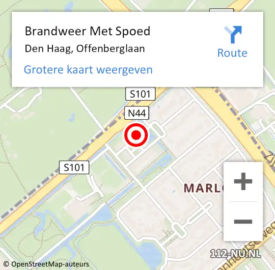 Locatie op kaart van de 112 melding: Brandweer Met Spoed Naar Den Haag, Offenberglaan op 29 april 2022 12:52