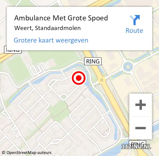 Locatie op kaart van de 112 melding: Ambulance Met Grote Spoed Naar Weert, Standaardmolen op 15 juli 2014 22:55