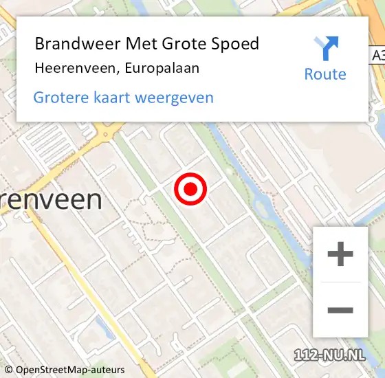 Locatie op kaart van de 112 melding: Brandweer Met Grote Spoed Naar Heerenveen, Europalaan op 29 april 2022 14:38