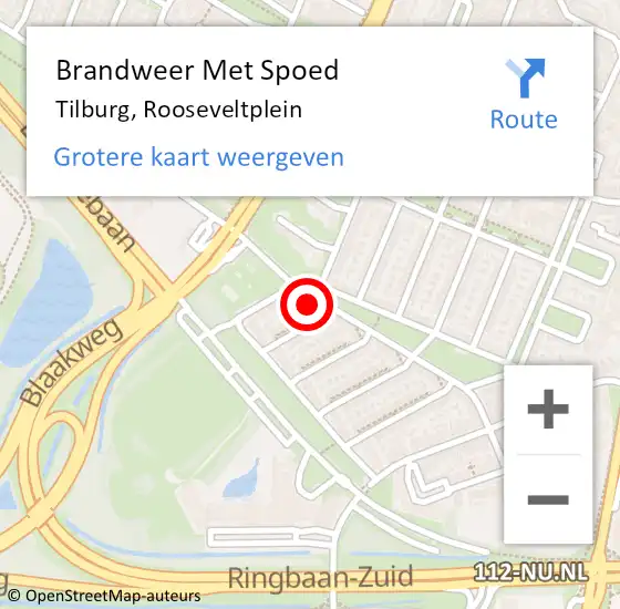 Locatie op kaart van de 112 melding: Brandweer Met Spoed Naar Tilburg, Rooseveltplein op 29 april 2022 15:00