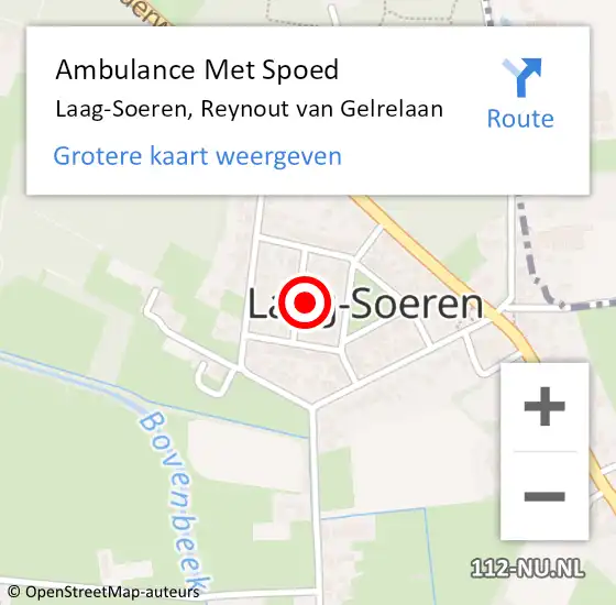 Locatie op kaart van de 112 melding: Ambulance Met Spoed Naar Laag-Soeren, Reynout van Gelrelaan op 29 april 2022 15:20