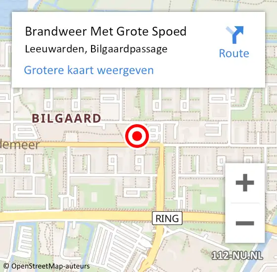 Locatie op kaart van de 112 melding: Brandweer Met Grote Spoed Naar Leeuwarden, Bilgaardpassage op 29 april 2022 15:31