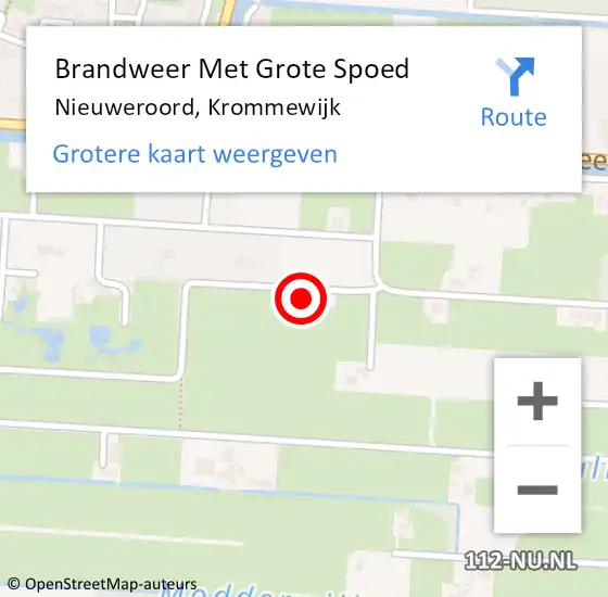 Locatie op kaart van de 112 melding: Brandweer Met Grote Spoed Naar Nieuweroord, Krommewijk op 15 juli 2014 23:11