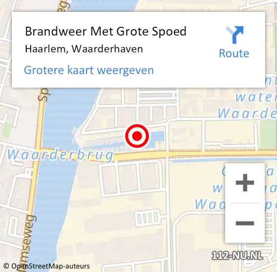 Locatie op kaart van de 112 melding: Brandweer Met Grote Spoed Naar Haarlem, Waarderhaven op 29 april 2022 16:09
