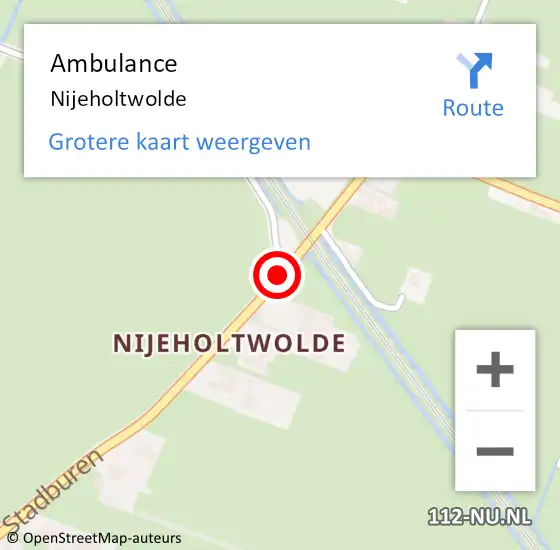 Locatie op kaart van de 112 melding: Ambulance Nijeholtwolde op 29 april 2022 17:44