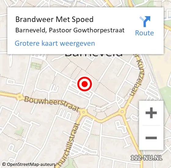 Locatie op kaart van de 112 melding: Brandweer Met Spoed Naar Barneveld, Pastoor Gowthorpestraat op 29 april 2022 18:11