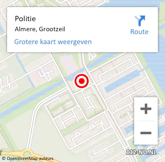 Locatie op kaart van de 112 melding: Politie Almere, Grootzeil op 29 april 2022 20:11