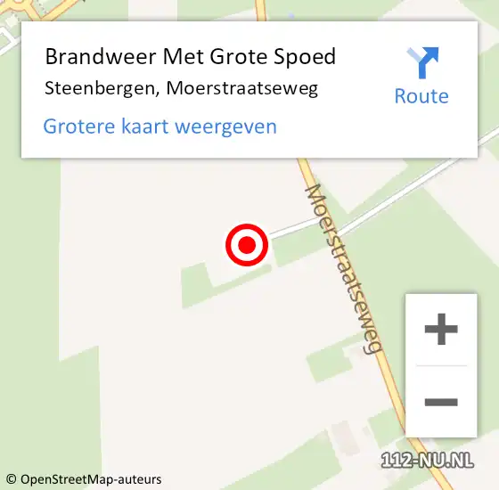 Locatie op kaart van de 112 melding: Brandweer Met Grote Spoed Naar Steenbergen, Moerstraatseweg op 29 april 2022 21:42