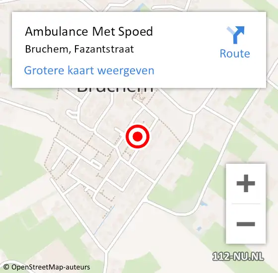 Locatie op kaart van de 112 melding: Ambulance Met Spoed Naar Bruchem, Fazantstraat op 30 april 2022 01:15