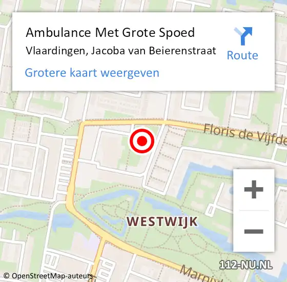 Locatie op kaart van de 112 melding: Ambulance Met Grote Spoed Naar Vlaardingen, Jacoba van Beierenstraat op 30 april 2022 02:13