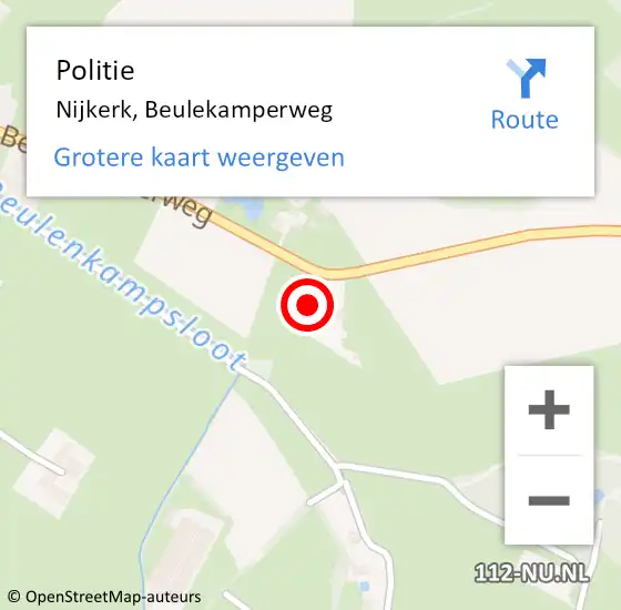 Locatie op kaart van de 112 melding: Politie Nijkerk, Beulekamperweg op 30 april 2022 06:20