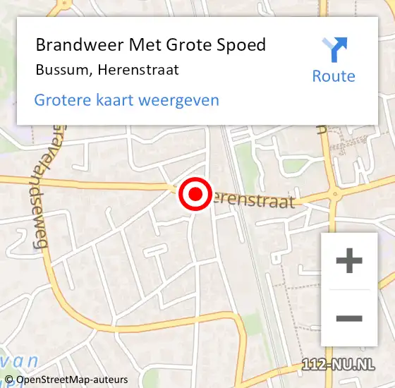 Locatie op kaart van de 112 melding: Brandweer Met Grote Spoed Naar Bussum, Herenstraat op 30 april 2022 07:15