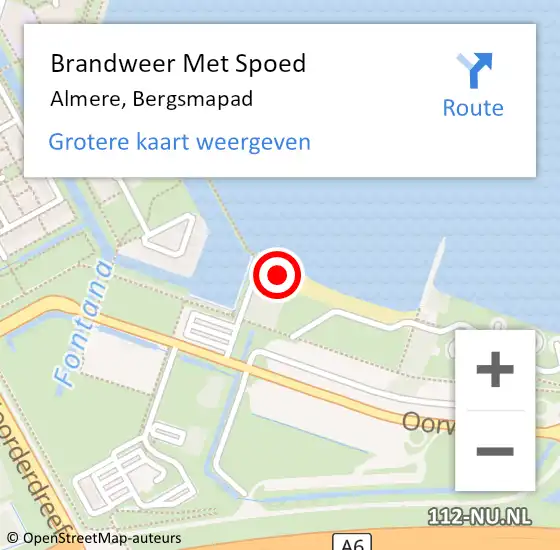 Locatie op kaart van de 112 melding: Brandweer Met Spoed Naar Almere, Bergsmapad op 30 april 2022 09:33