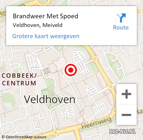 Locatie op kaart van de 112 melding: Brandweer Met Spoed Naar Veldhoven, Meiveld op 30 april 2022 12:22