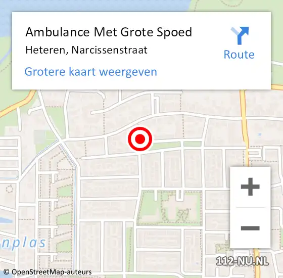 Locatie op kaart van de 112 melding: Ambulance Met Grote Spoed Naar Heteren, Narcissenstraat op 30 april 2022 12:30