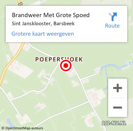 Locatie op kaart van de 112 melding: Brandweer Met Grote Spoed Naar Sint Jansklooster, Barsbeek op 30 april 2022 14:39