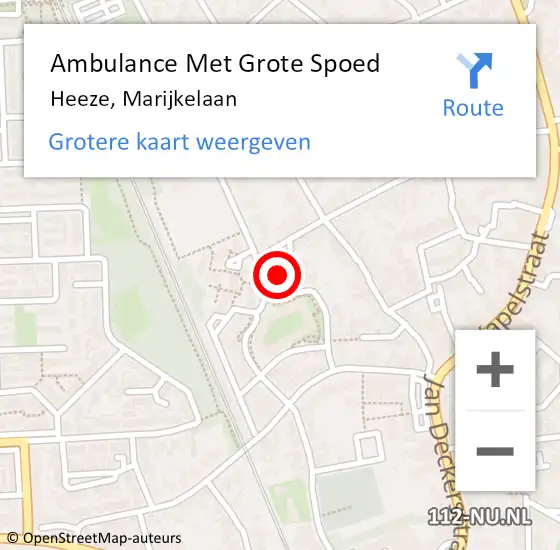 Locatie op kaart van de 112 melding: Ambulance Met Grote Spoed Naar Heeze, Marijkelaan op 16 juli 2014 03:09