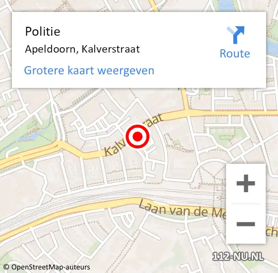 Locatie op kaart van de 112 melding: Politie Apeldoorn, Kalverstraat op 30 april 2022 15:45