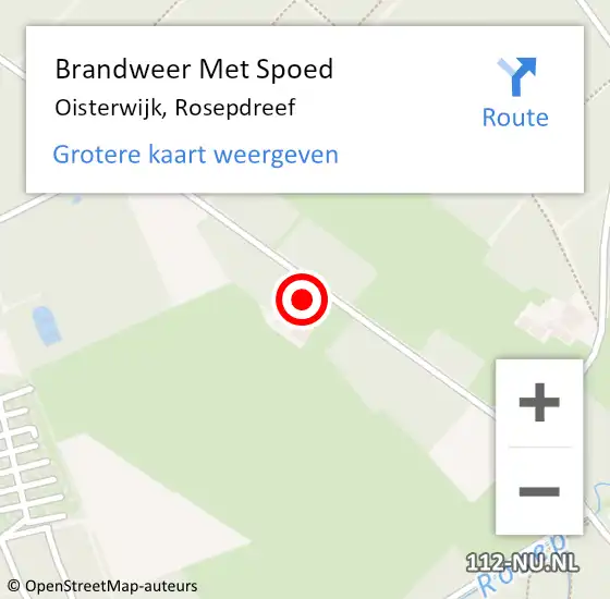 Locatie op kaart van de 112 melding: Brandweer Met Spoed Naar Oisterwijk, Rosepdreef op 30 april 2022 15:46