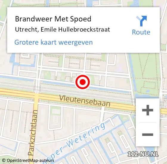 Locatie op kaart van de 112 melding: Brandweer Met Spoed Naar Utrecht, Emile Hullebroeckstraat op 30 april 2022 21:35