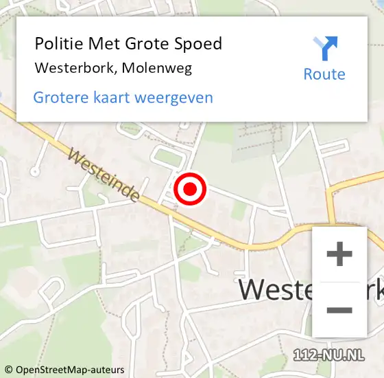 Locatie op kaart van de 112 melding: Politie Met Grote Spoed Naar Tiendeveen, Molenweg op 30 april 2022 23:18