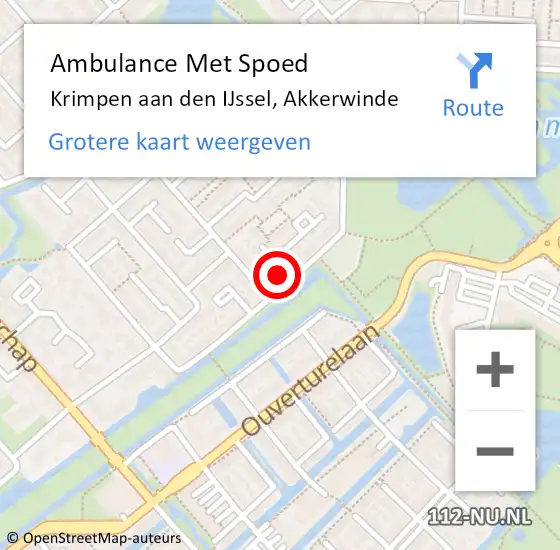 Locatie op kaart van de 112 melding: Ambulance Met Spoed Naar Krimpen aan den IJssel, Akkerwinde op 1 mei 2022 00:33